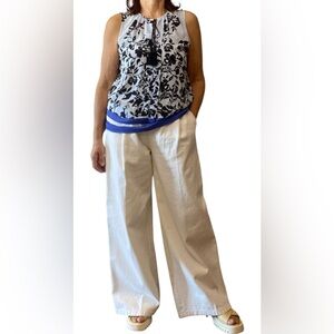 Tommy Hilfiger Sleeveless top blue, white & black with tassels Size M coastal